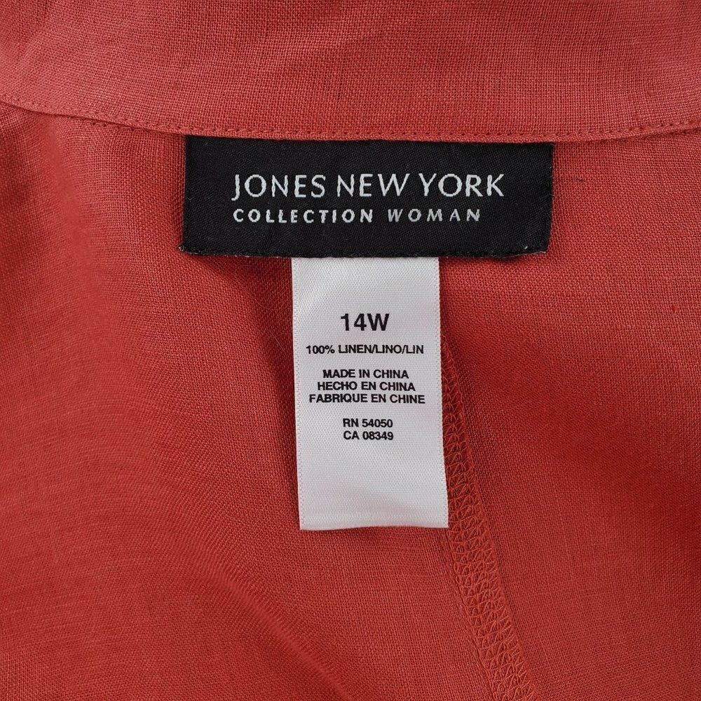 Jones New York Collection Woman Jacket Linen Button Terracotta Size 14W New - Picture 6 of 8